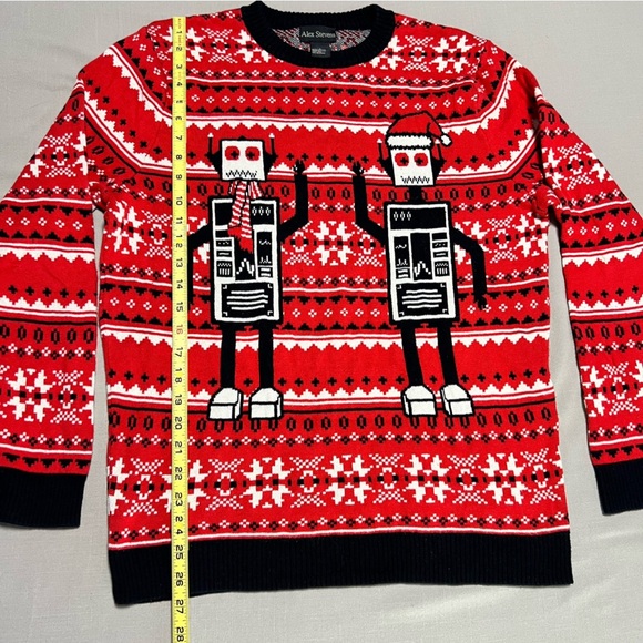 Alex Stevens Red Robot Ugly Christmas Sweater Size Large - Picture 3 of 8